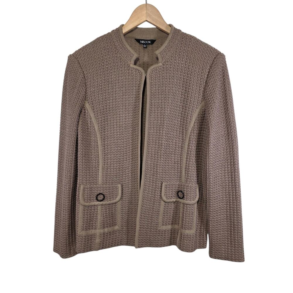 Misook Womens Knit Jacket Blazer Faux Pockets Tailored Size Large - Picture 6 of 7